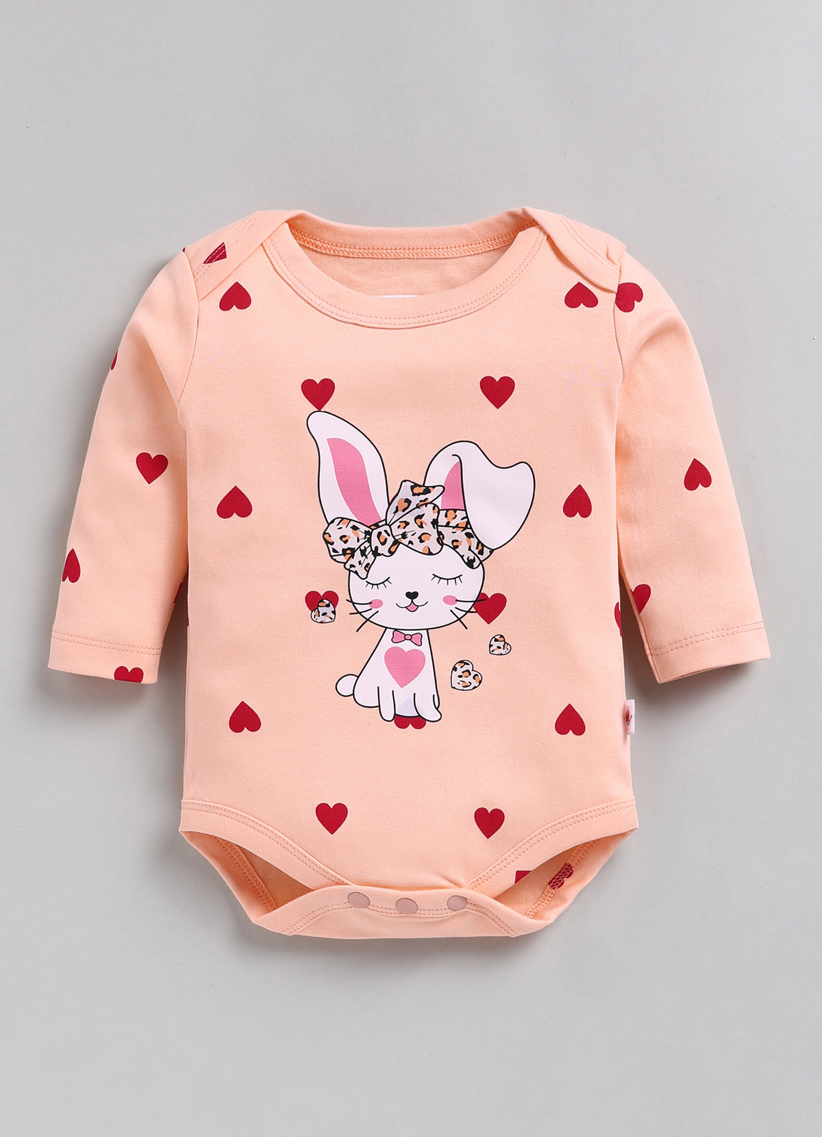 Bumzee Peach Animal Print Bodysuit & Jogger Set, Full Sleeves, 100% Cotton