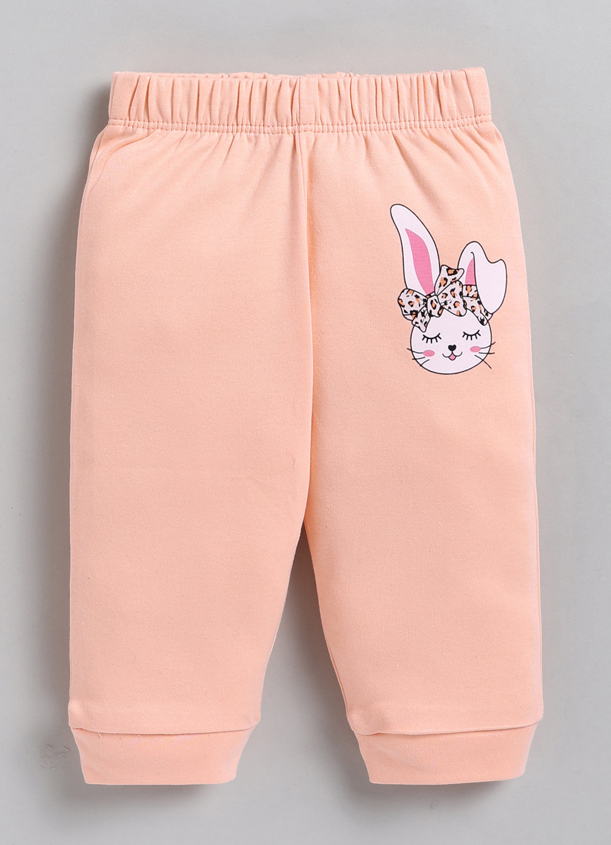 Bumzee Peach Animal Print Bodysuit & Jogger Set, Full Sleeves, 100% Cotton