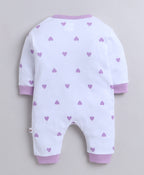 Bumzee White Animal Print Sleepsuit, Full Sleeves, 100% Cotton