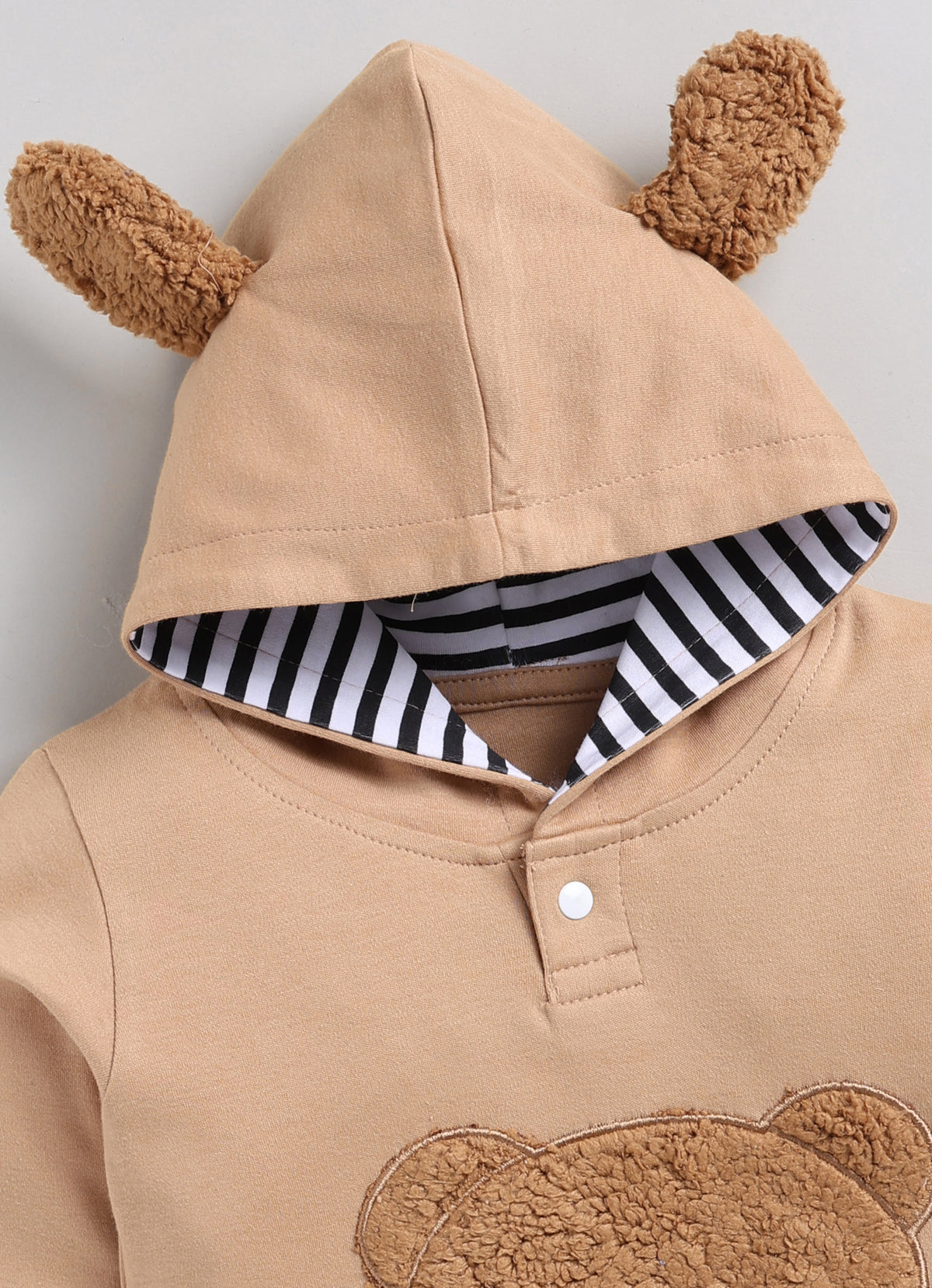 Bumzee Brown Embroidered Sleepsuit, Full Sleeves, 100% Cotton