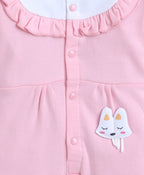 Bumzee Pink Sleepsuit, Full Sleeves, 100% Cotton