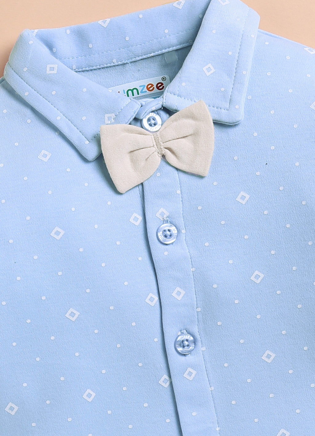 Bumzee Blue & Beige Formal Set, Full Sleeves, 100% Cotton