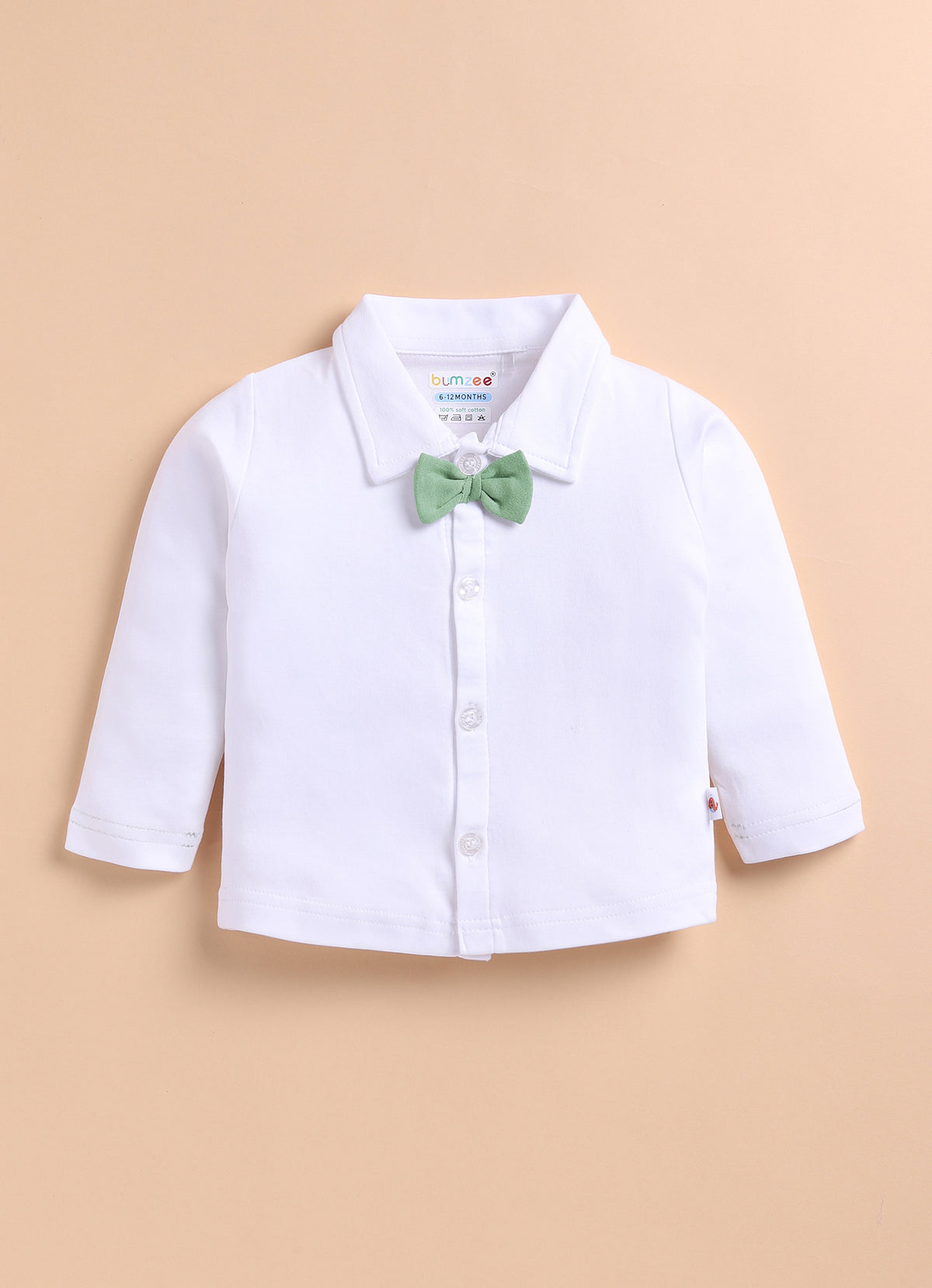 Bumzee White & Green Formal Set, Full Sleeves, 100% Cotton, with Waistcoat (Style Peb11740)