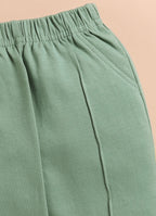 Bumzee White & Green Formal Set, Full Sleeves, 100% Cotton, with Waistcoat (Style Peb11740)