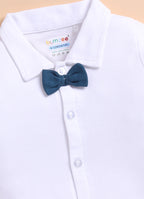 Bumzee White & Teal Formal Set, Full Sleeves, 100% Cotton