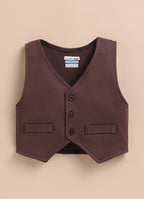 Bumzee White & Brown Formal Set, Full Sleeves, 100% Cotton