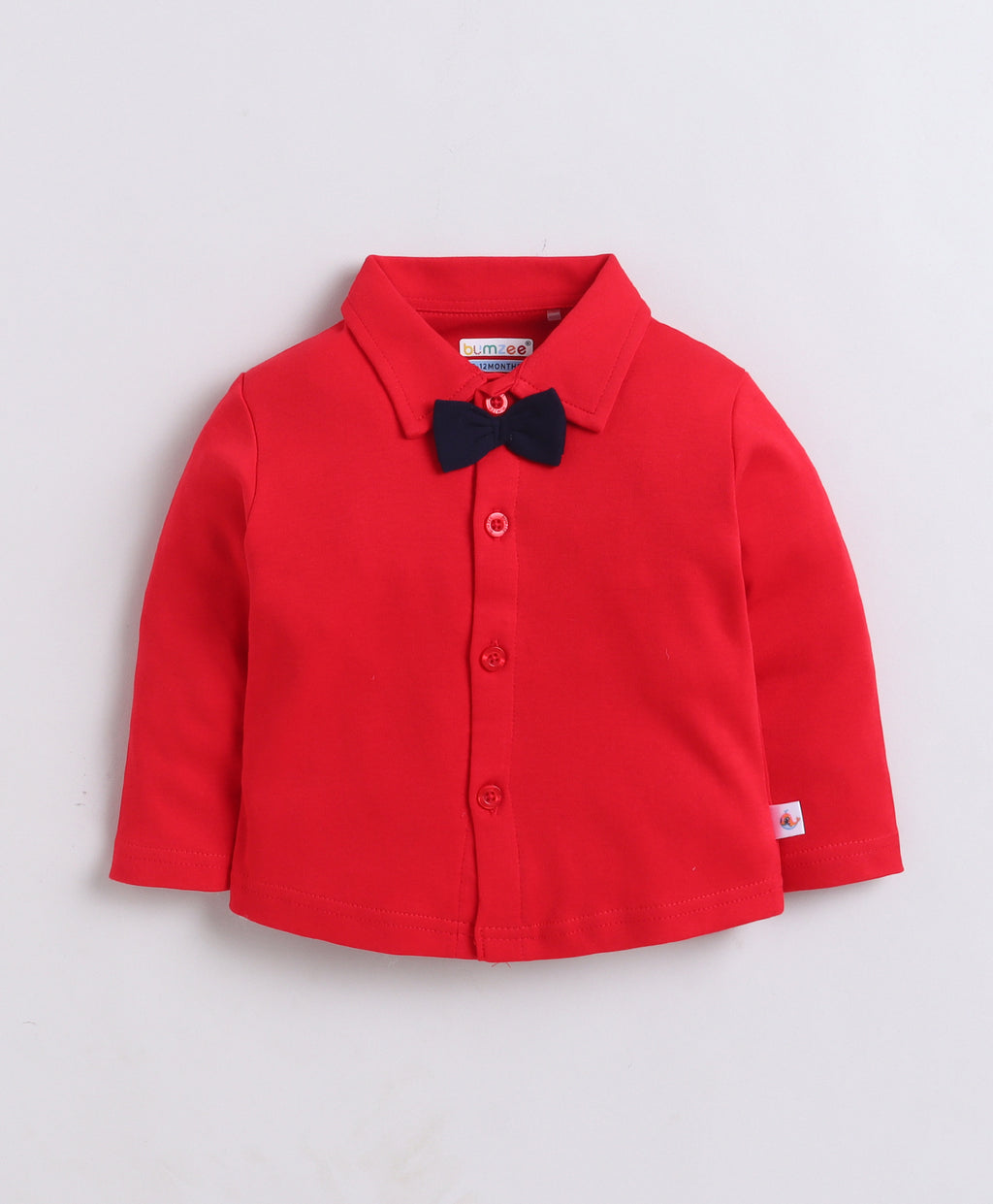 Bumzee Red & Navy Formal Set, Full Sleeves, 100% Cotton