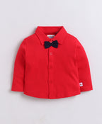Bumzee Red & Navy Formal Set, Full Sleeves, 100% Cotton