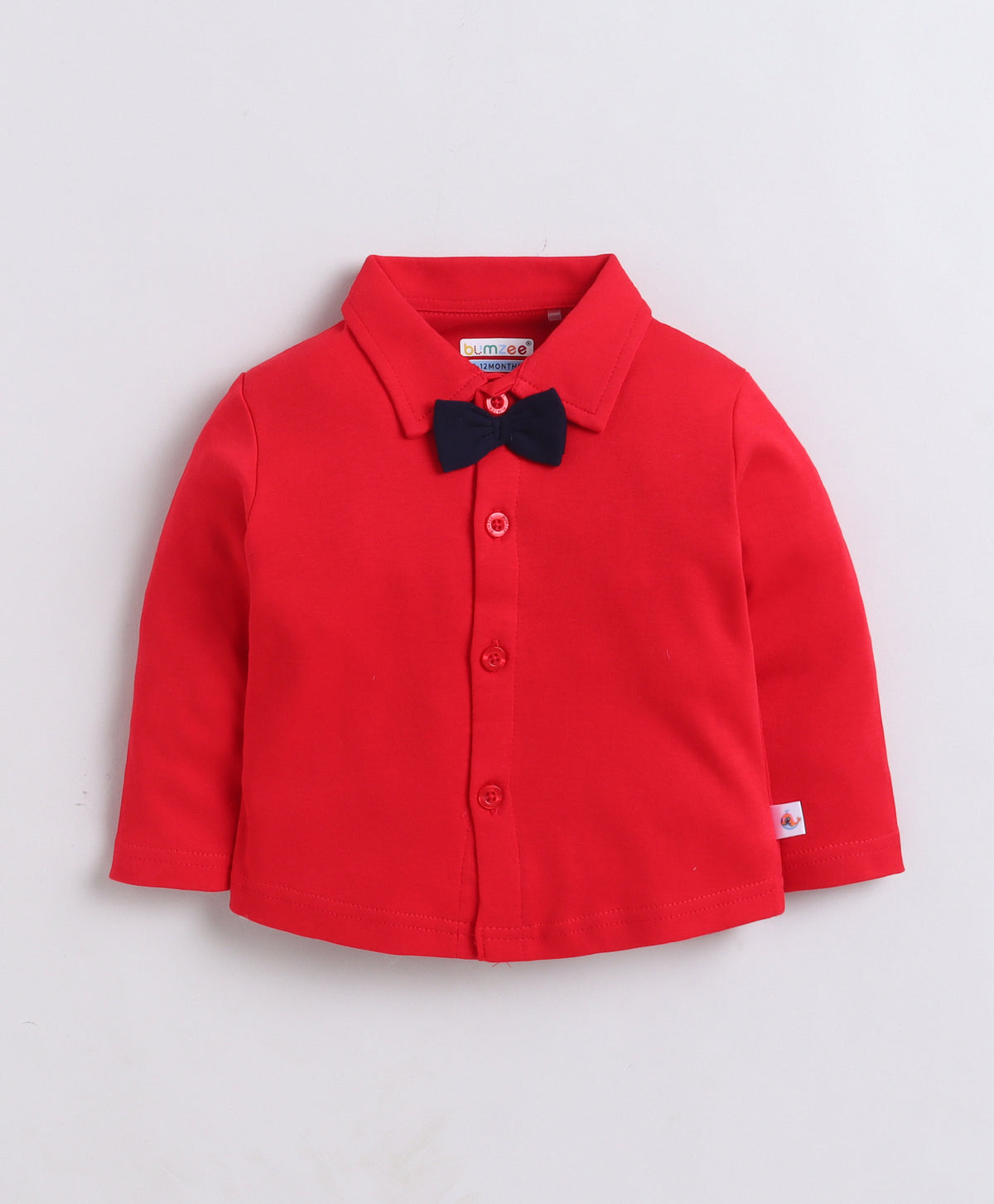 Bumzee Red & Navy Formal Set, Full Sleeves, 100% Cotton