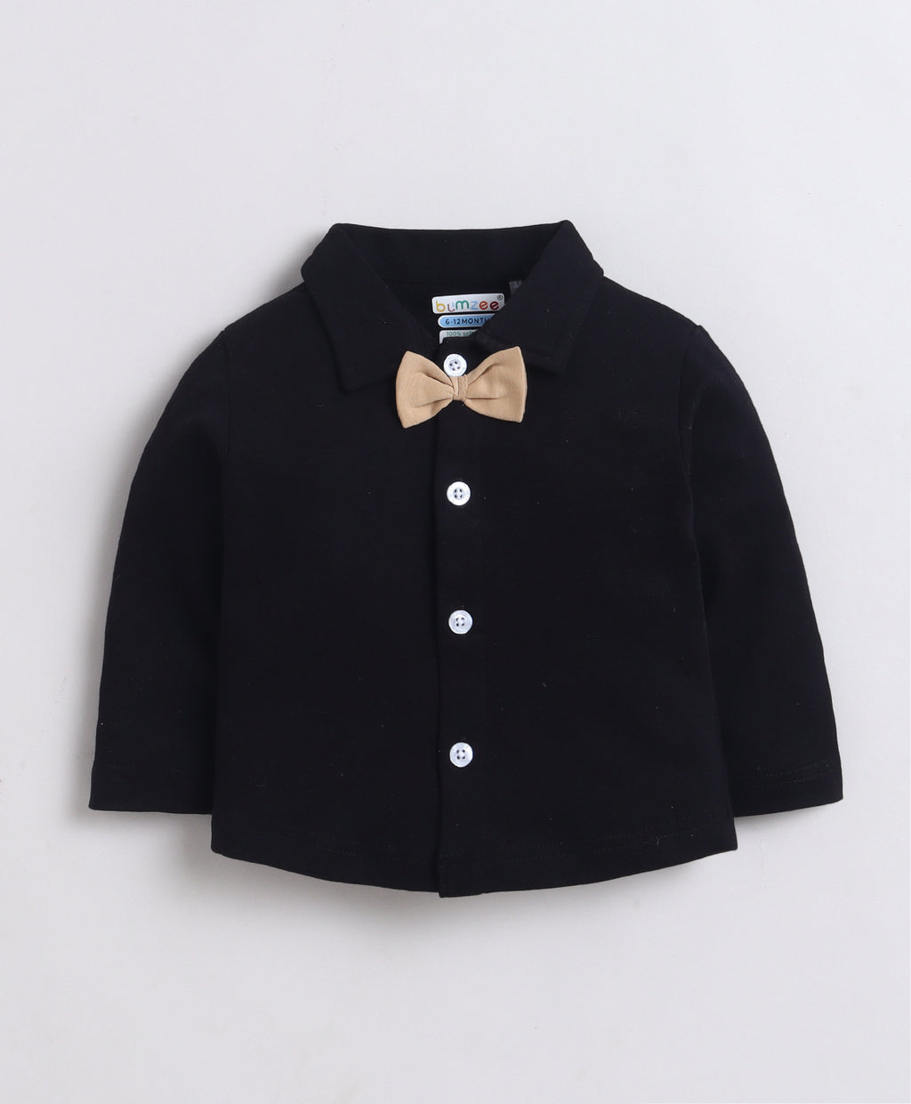 Bumzee Black & Beige Formal Set, Full Sleeves, 100% Cotton, with Suspender