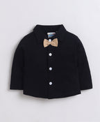 Bumzee Black & Beige Formal Set, Full Sleeves, 100% Cotton, with Suspender