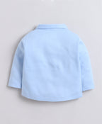 Bumzee Sky Blue & Navy Formal Set, Full Sleeves, 100% Cotton