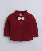 Bumzee Maroon & Beige Formal Set, Full Sleeves, 100% Cotton