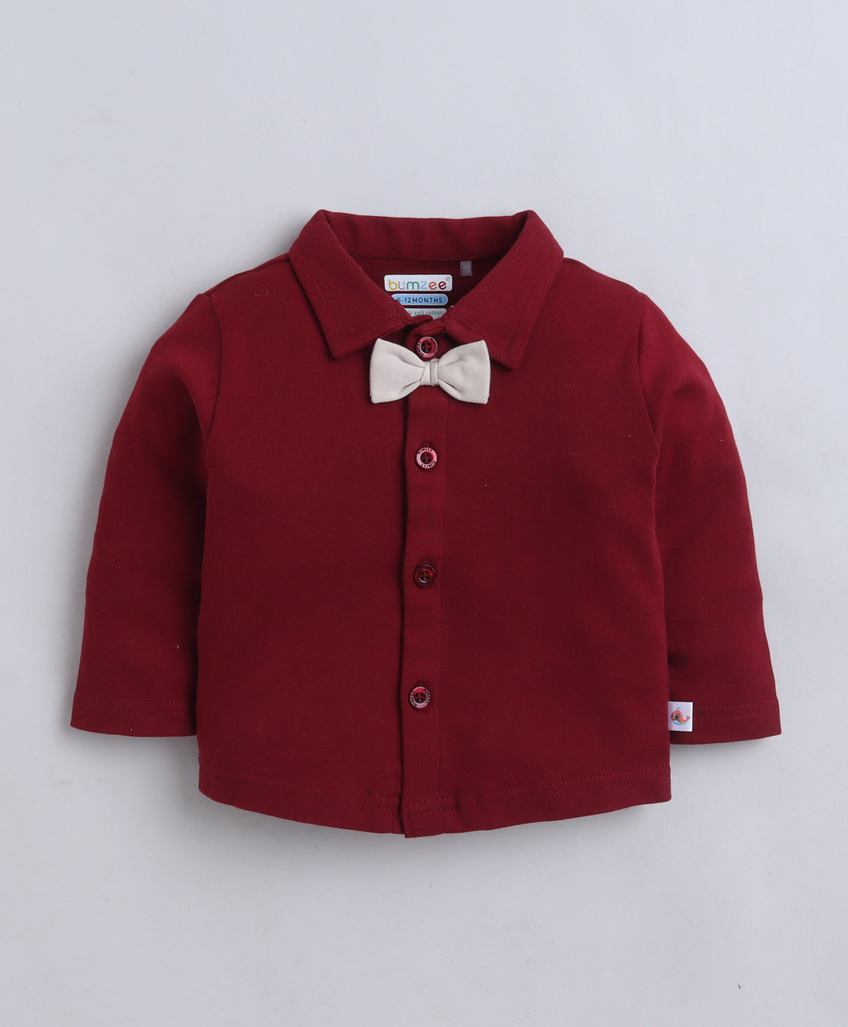 Bumzee Maroon & Beige Formal Set, Full Sleeves, 100% Cotton
