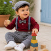 Bumzee Maroon & Grey Formal Set, Full Sleeves, 100% Cotton