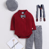 Bumzee Maroon & Grey Formal Set, Full Sleeves, 100% Cotton