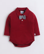 Bumzee Maroon & Grey Formal Set, Full Sleeves, 100% Cotton