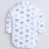 Bumzee White & Green Graphic Print Formal Set, Full Sleeves, 100% Cotton
