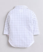 Bumzee White & Grey Formal Set, Full Sleeves, 100% Cotton
