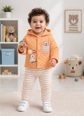 Bumzee Orange & Cream Embroidered Winter Set, Full Sleeves, Padded