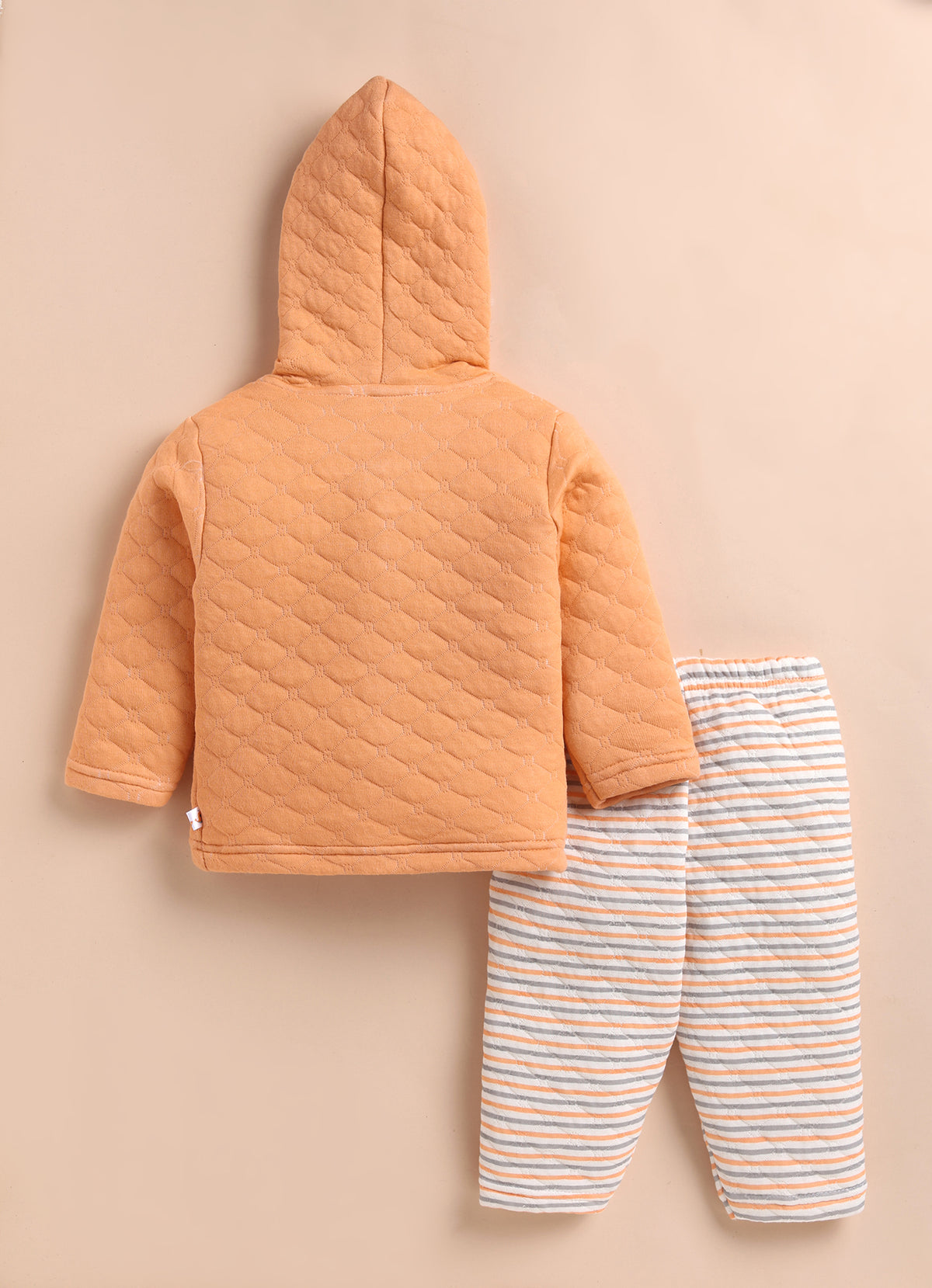 Bumzee Orange & Cream Embroidered Winter Set, Full Sleeves, Padded