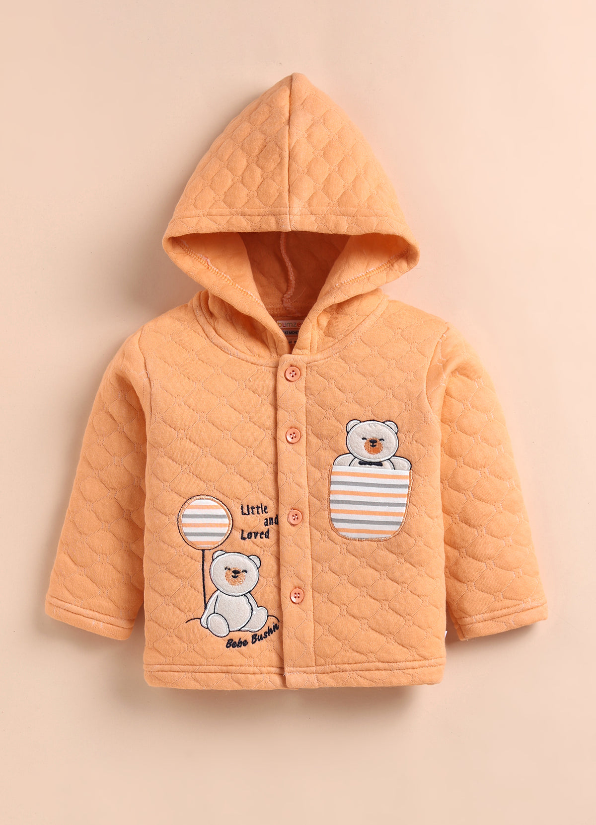 Bumzee Orange & Cream Embroidered Winter Set, Full Sleeves, Padded