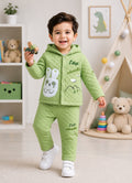 Bumzee Green Embroidered Winter Set, Full Sleeves, Padded