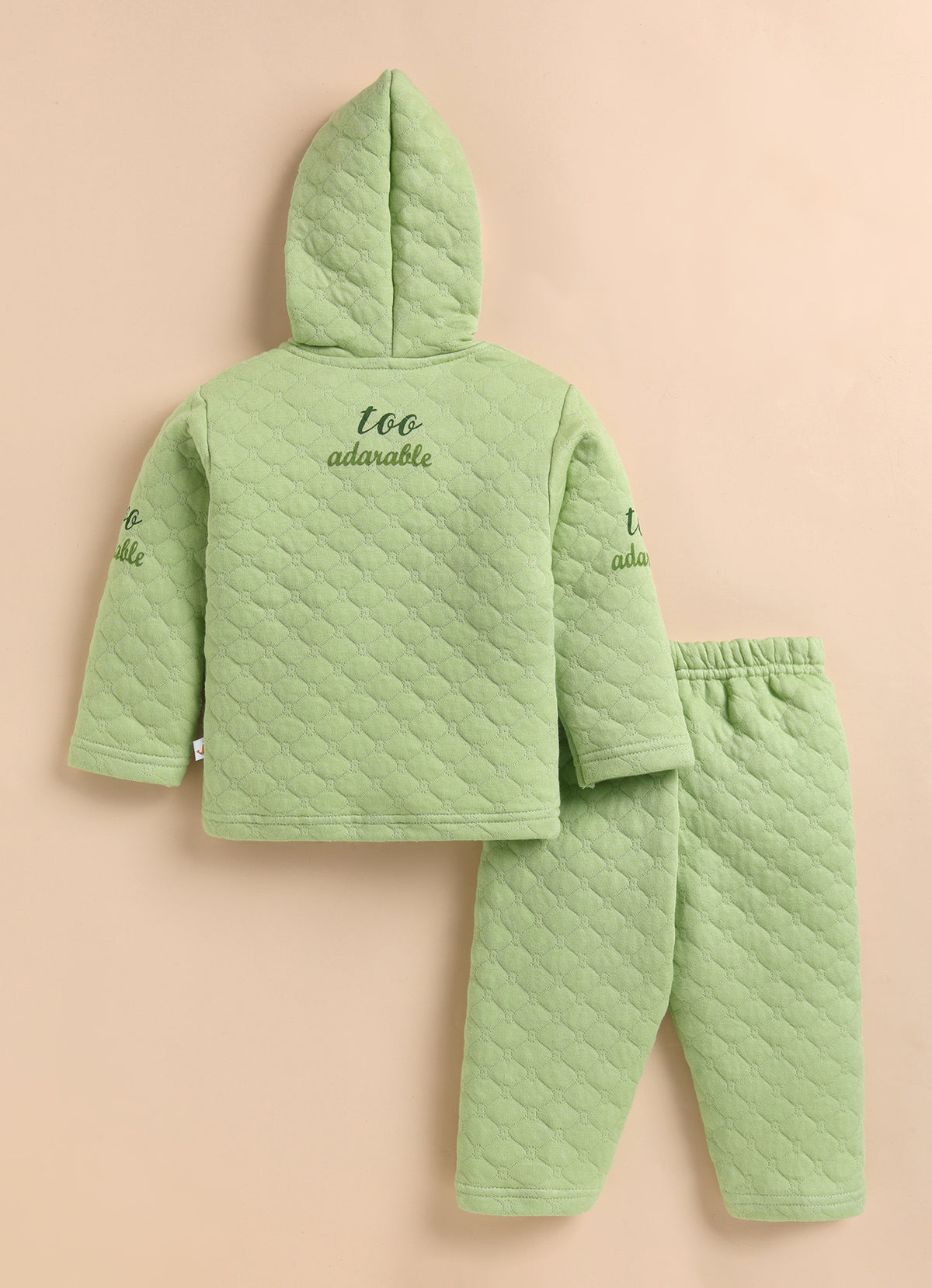 Bumzee Green Embroidered Winter Set, Full Sleeves, Padded