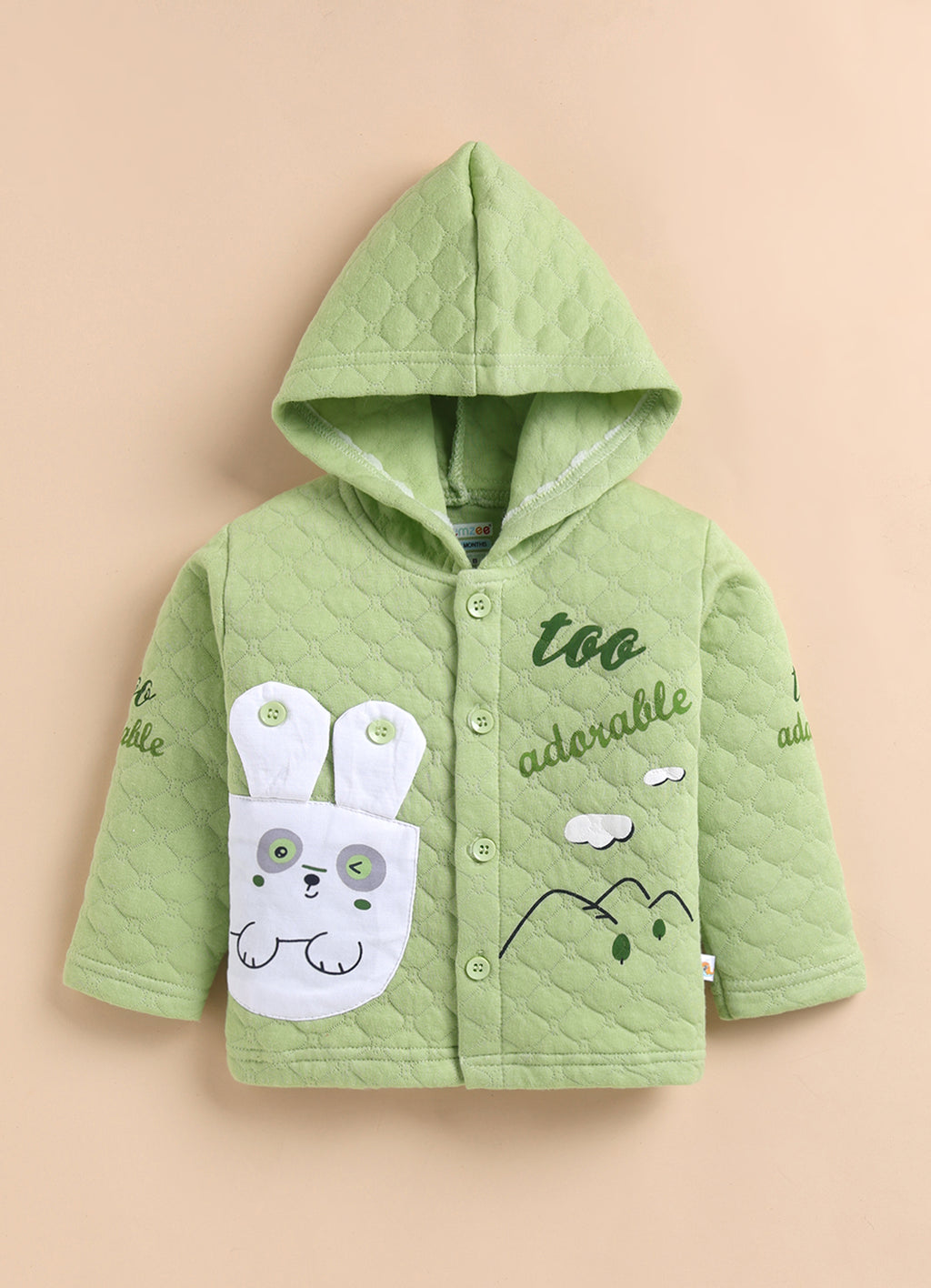 Bumzee Green Embroidered Winter Set, Full Sleeves, Padded