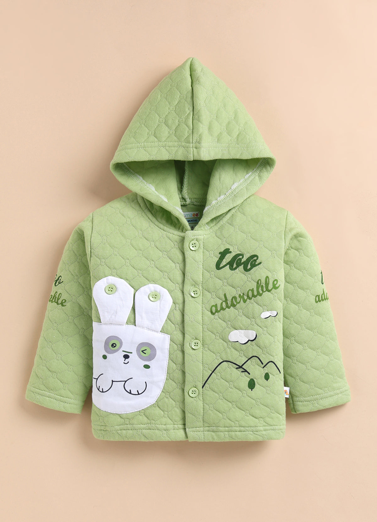 Bumzee Green Embroidered Winter Set, Full Sleeves, Padded