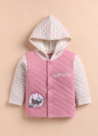 Bumzee Pink & Cream Embroidered Winter Set, Full Sleeves, Padded