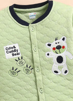 Bumzee Mint & Navy Embroidered Winter Set, Full Sleeves, Padded