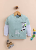 Bumzee Green Graphic Print Sweatshirt, Full Sleeves, 100% Cotton