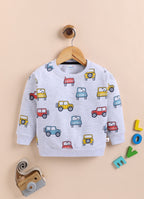 Bumzee Grey Graphic Print Sweatshirt, Full Sleeves, 100% Cotton