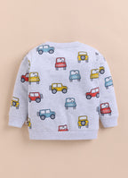 Bumzee Grey Graphic Print Sweatshirt, Full Sleeves, 100% Cotton