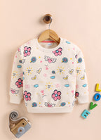 Bumzee Beige Floral Print Sweatshirt, Full Sleeves, 100% Cotton