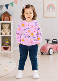 Bumzee Lilac Graphic Print Sweatshirt, Full Sleeves, 100% Cotton