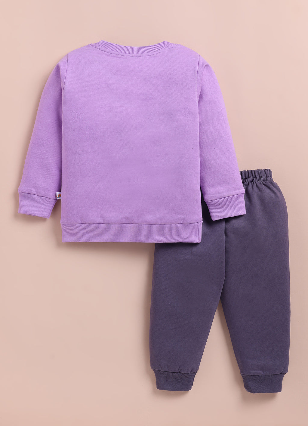 Bumzee Lavender & Grey Floral Print Sweatshirt & Jogger Set, Full Sleeves