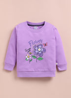 Bumzee Lavender & Grey Floral Print Sweatshirt & Jogger Set, Full Sleeves