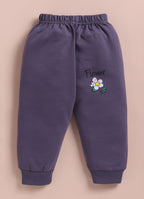 Bumzee Lavender & Grey Floral Print Sweatshirt & Jogger Set, Full Sleeves
