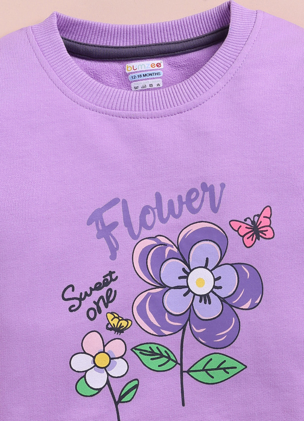 Bumzee Lavender & Grey Floral Print Sweatshirt & Jogger Set, Full Sleeves