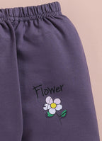 Bumzee Lavender & Grey Floral Print Sweatshirt & Jogger Set, Full Sleeves