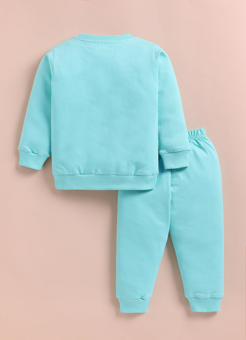 Bumzee Mint Green Graphic Print Sweatshirt & Jogger Set, Full Sleeves, 100% Cotton