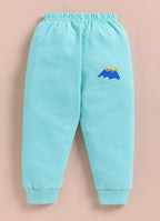 Bumzee Mint Green Graphic Print Sweatshirt & Jogger Set, Full Sleeves, 100% Cotton