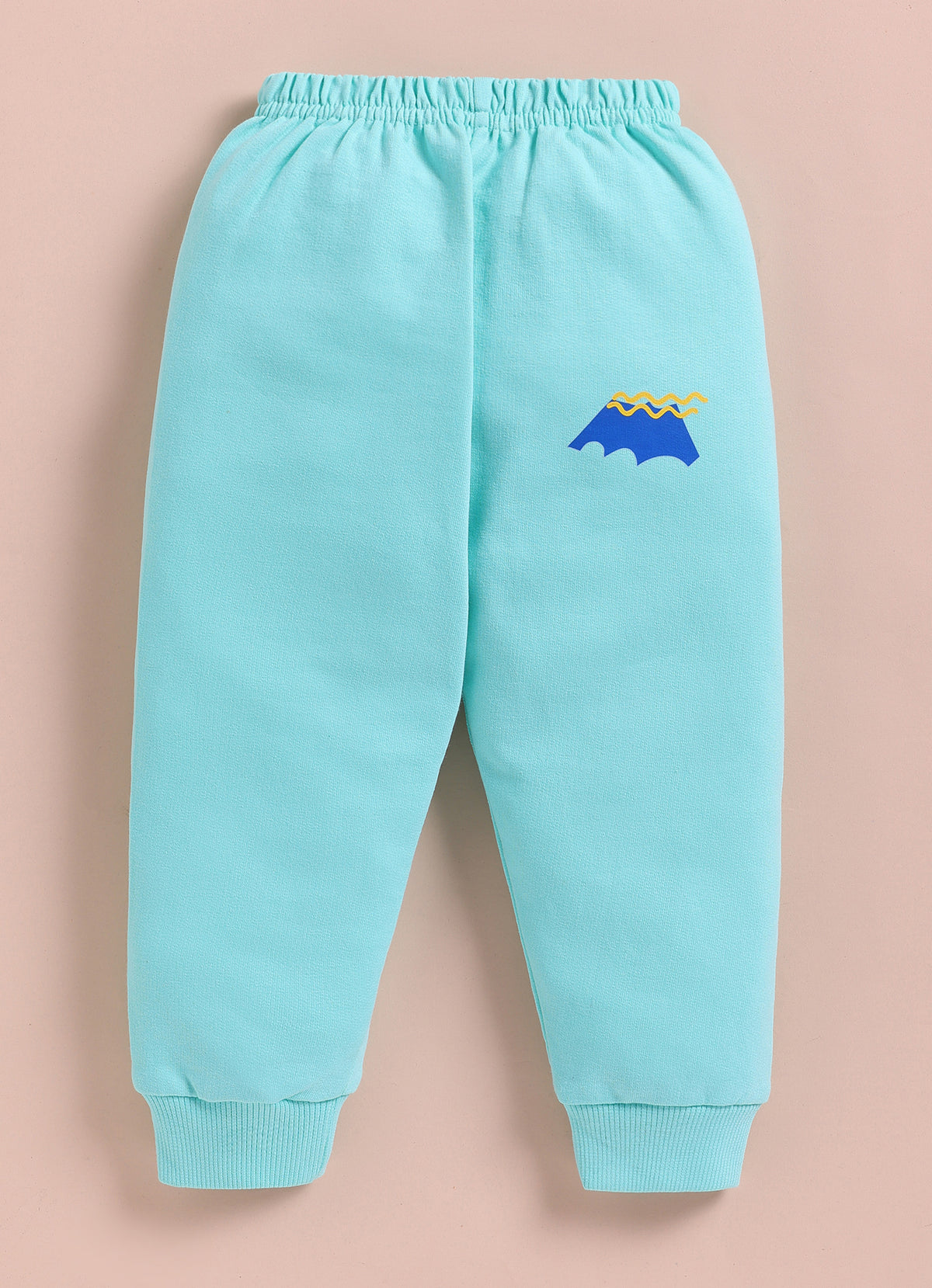 Bumzee Mint Green Graphic Print Sweatshirt & Jogger Set, Full Sleeves, 100% Cotton