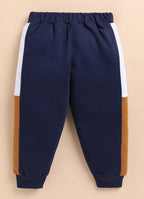 Bumzee Grey & Navy Embroidered Sweatshirt & Jogger Set, Full Sleeves, 100% Cotton