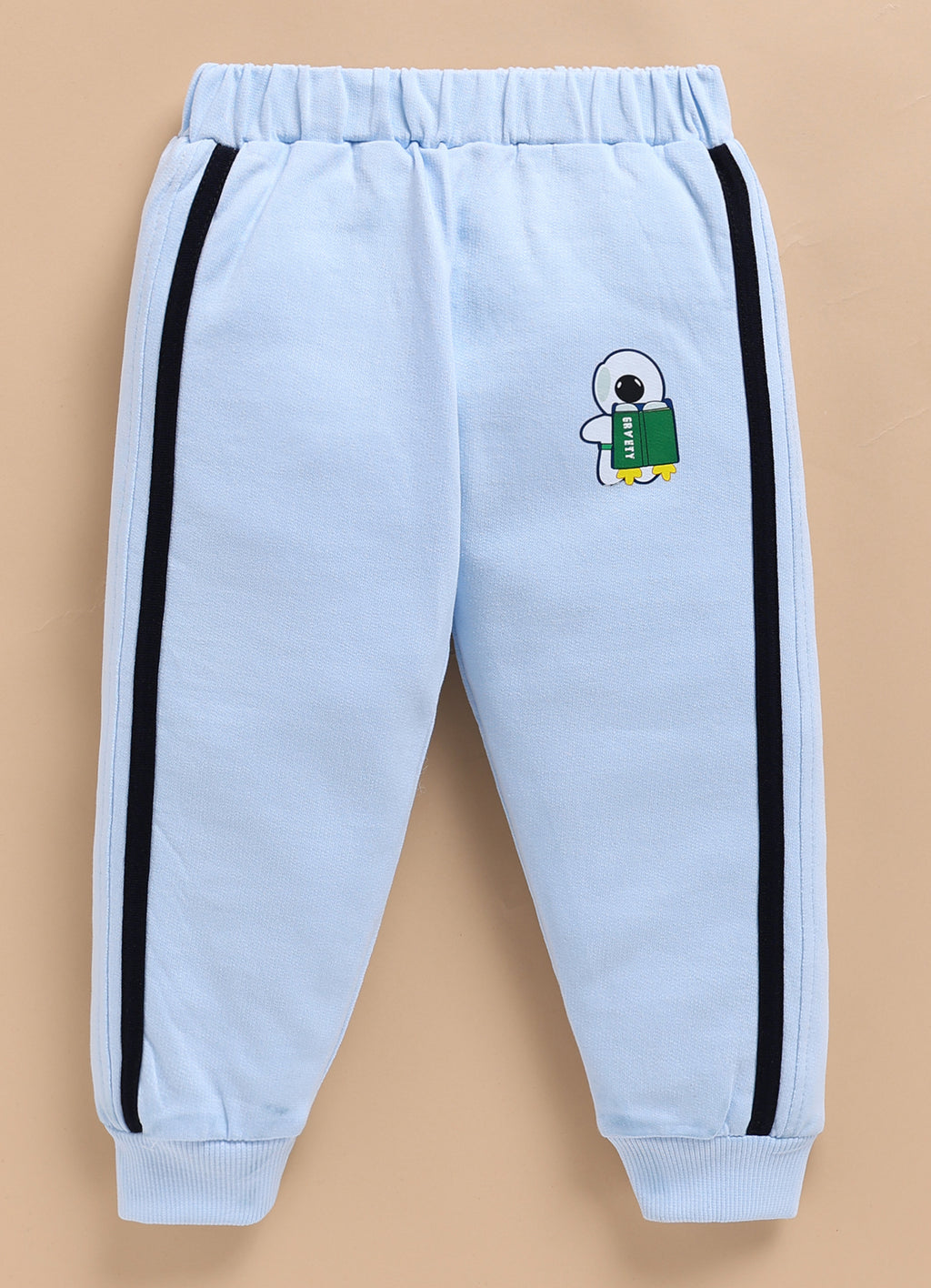 Bumzee Sky Blue Graphic Print Sweatshirt & Jogger Set, Full Sleeves, 100% Cotton