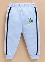 Bumzee Sky Blue Graphic Print Sweatshirt & Jogger Set, Full Sleeves, 100% Cotton