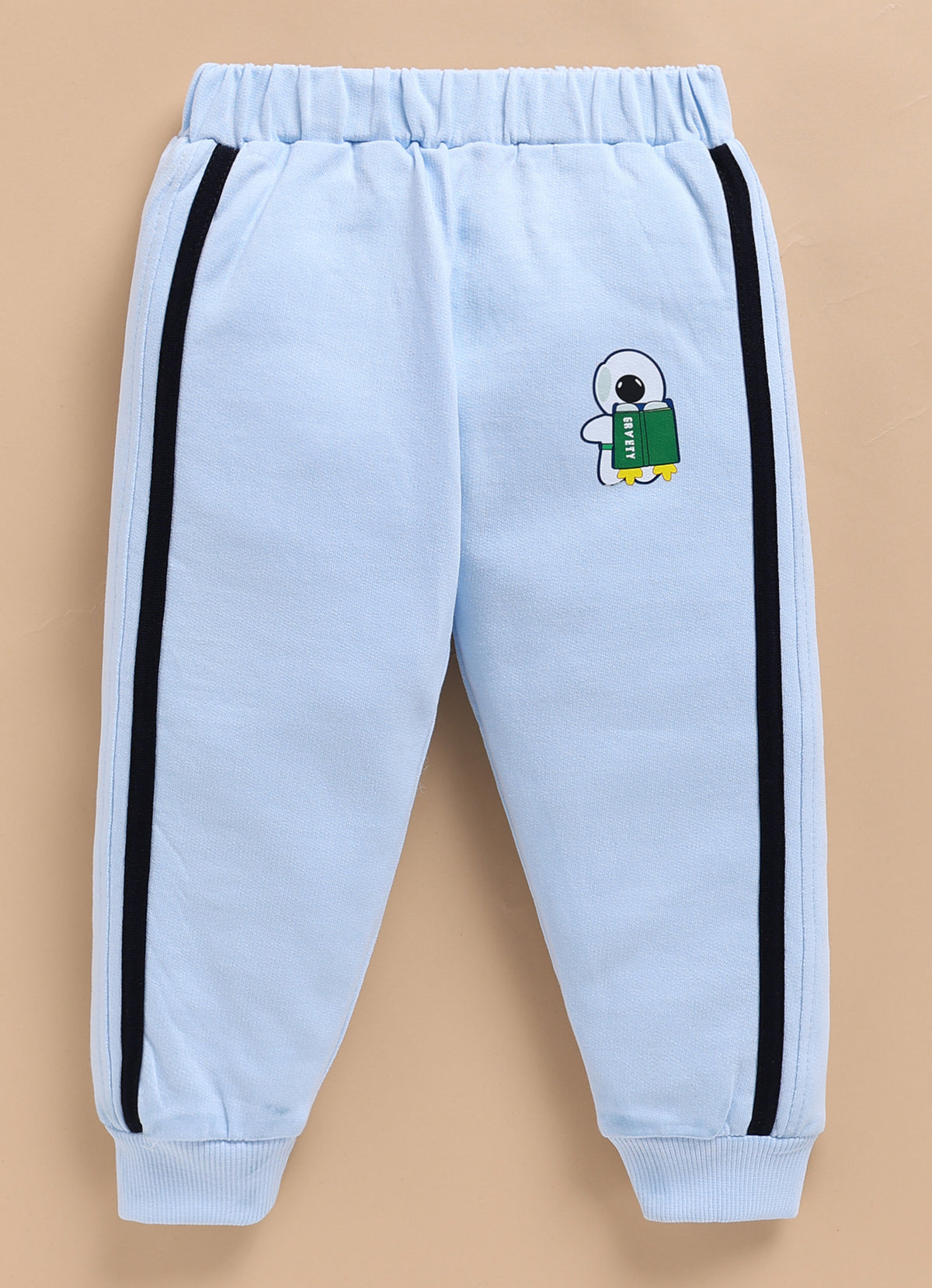 Bumzee Sky Blue Graphic Print Sweatshirt & Jogger Set, Full Sleeves, 100% Cotton