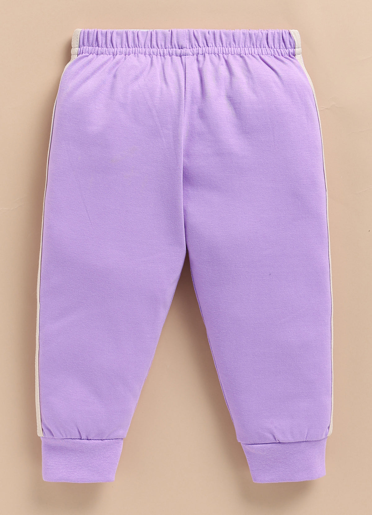 Bumzee Beige & Lavender Applique T-Shirt & Pyjama Set, Full Sleeves, 100% Cotton